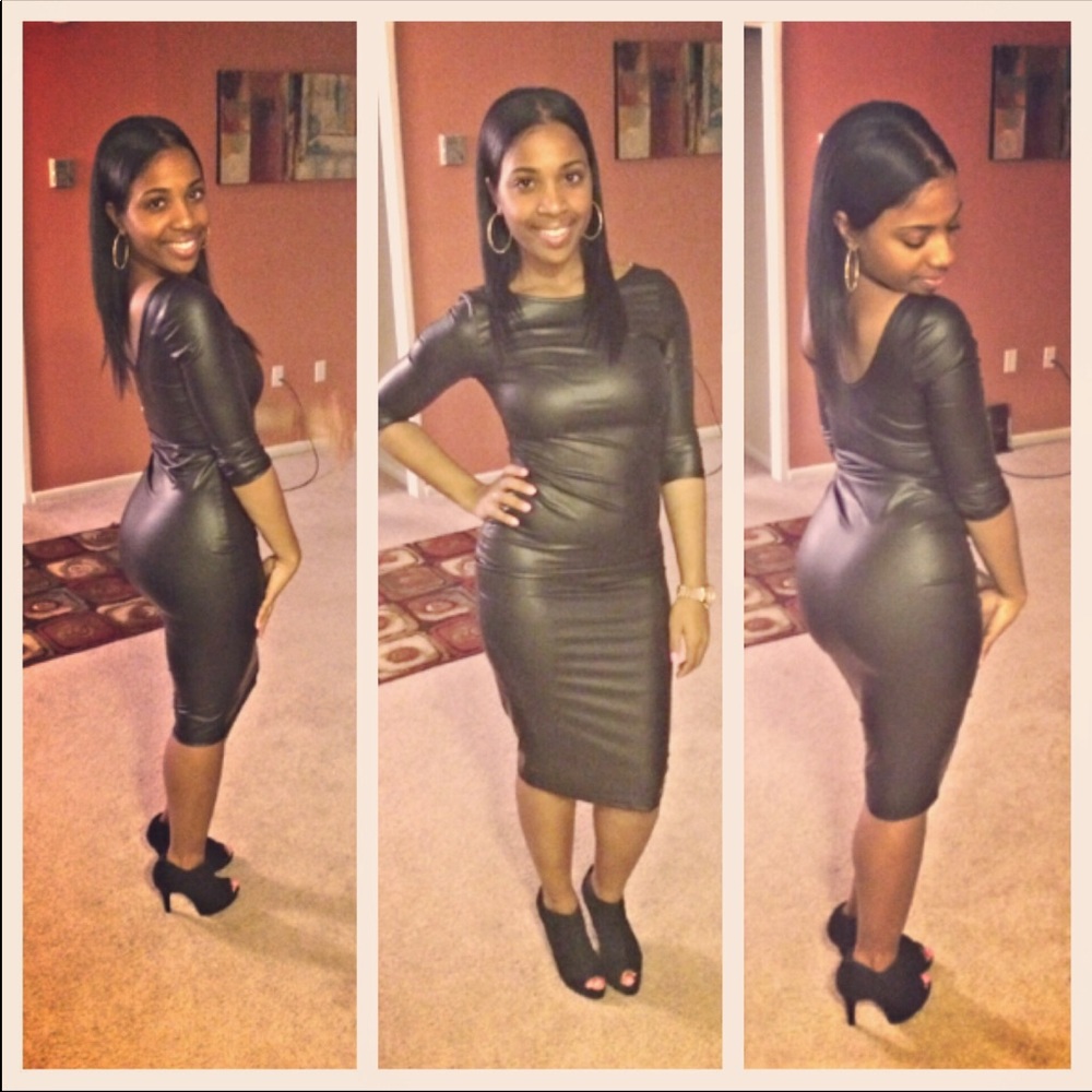 Faux Leather Midi Dress